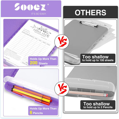 Clipboard with Storage, Clip Board 8.5 x 11 with Pen Holder, High Capacity Plastic Organization Case Box for Letter Legal A4 Size Paper, Nurses Teachers Must Haves, School & Office Supplies