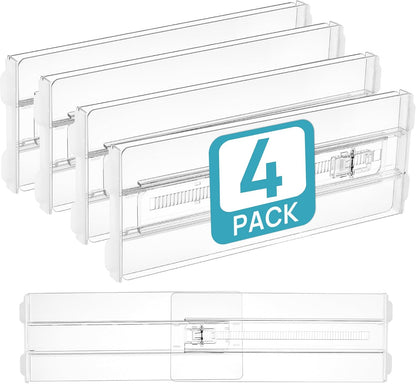 Vtopmart 8 Pack Shallow Drawer Dividers, 2.36" High 12.5"-20.8" Adjustable Expandable Kitchen Drawer Organizer, Clear Plastic Organizer Separators for Flatware, Utensil, Cutlery, Underwear, Clothes