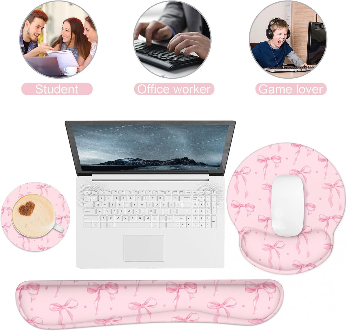 Ergonomic Mouse Pad with Wrist Rest and Keyboard Wrist Rest, Mousepad