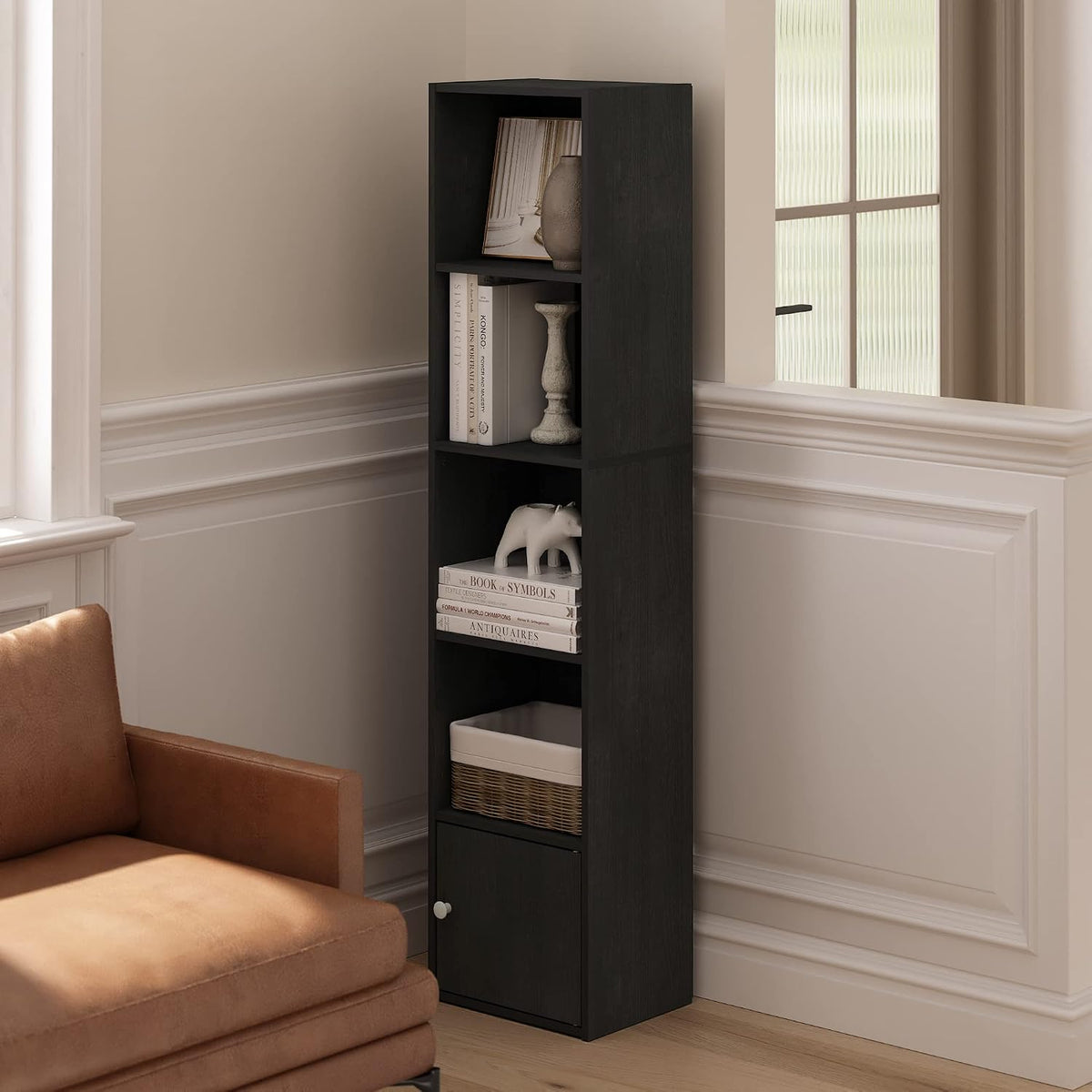 Furinno PASIR Book Shelf, 2-Tier Modern Bookshelf, Open Shelves Bookcase 9 x 12 x 21, Easy Assembly, for Living Room, Bedroom, Home Office, White