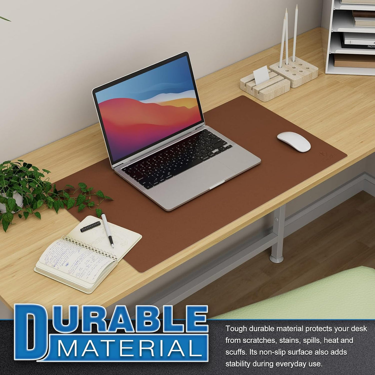 K KNODEL Large Office Leather Desk Mat, Mouse and Keyboard Pad, Computer and Laptop Mat, Desktop Protector and Cover, Writing Pad and Blotter (31.5"x15.7", Black)