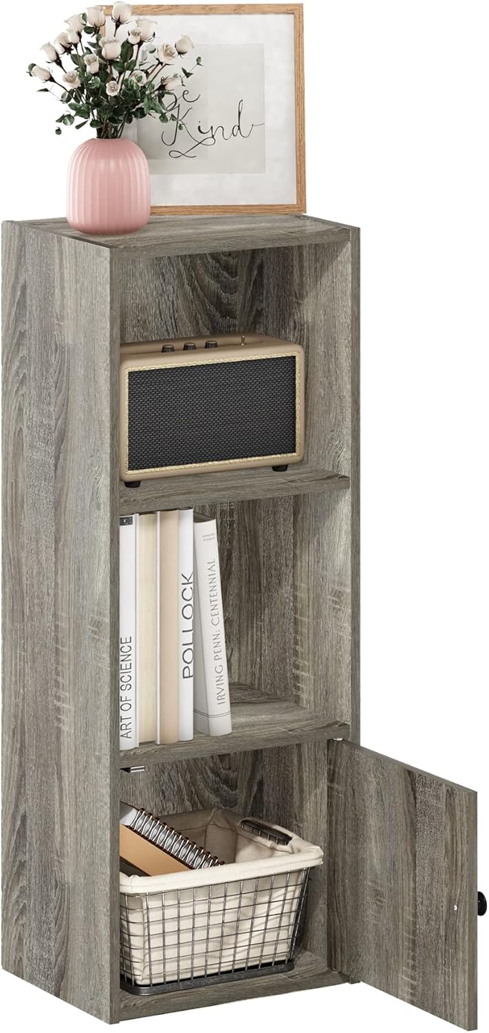 Furinno PASIR Book Shelf, 2-Tier Modern Bookshelf, Open Shelves Bookcase 9 x 12 x 21, Easy Assembly, for Living Room, Bedroom, Home Office, White