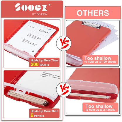 Clipboard with Storage, Clip Board 8.5 x 11 with Pen Holder, High Capacity Plastic Organization Case Box for Letter Legal A4 Size Paper, Nurses Teachers Must Haves, School & Office Supplies