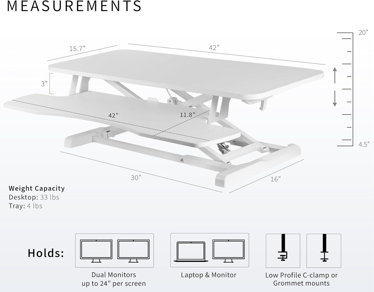 Black 32 in Standing Desk Converter, DESK-V000K