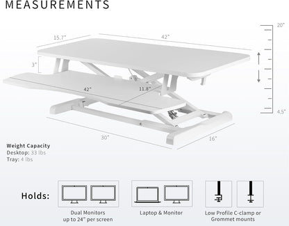 Black 32 in Standing Desk Converter, DESK-V000K