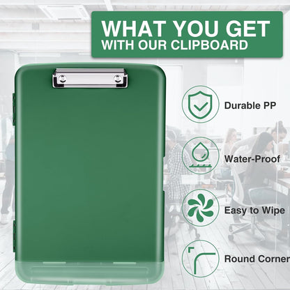 Clipboard with Storage, Clip Board 8.5 x 11 with Pen Holder, High Capacity Plastic Organization Case Box for Letter Legal A4 Size Paper, Nurses Teachers Must Haves, School & Office Supplies
