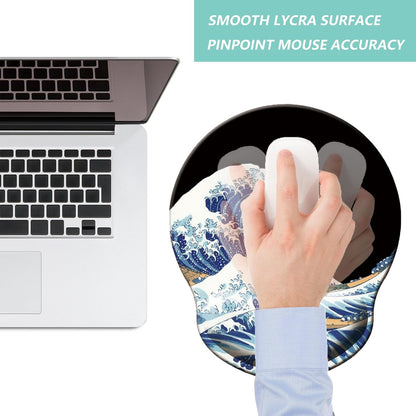 Mouse Pad with Wrist Support, Ergonomic Mouse Pad with Memory Foam Wrist Rest Cushion, Non-Slip Rubber Base Gaming Mice Pad for Home Office Computer Laptop, Flower Black