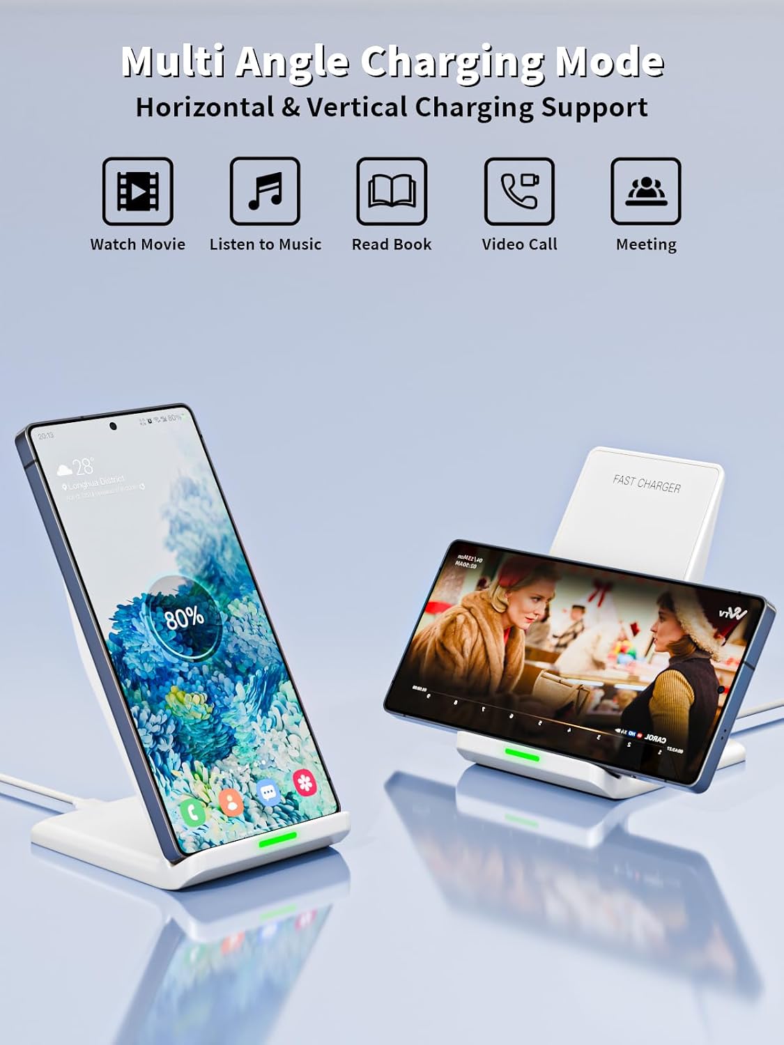 Wireless Charger Stand for Samsung,15W Max Wireless Charging Stand Desk Charging Station Android Desk Charger for Samsung S26/S25 Ultra/S24+/S23/S22/S21 FE,iPhone Air/17e/17 Pro Max/16 Pro/15/14/13/12