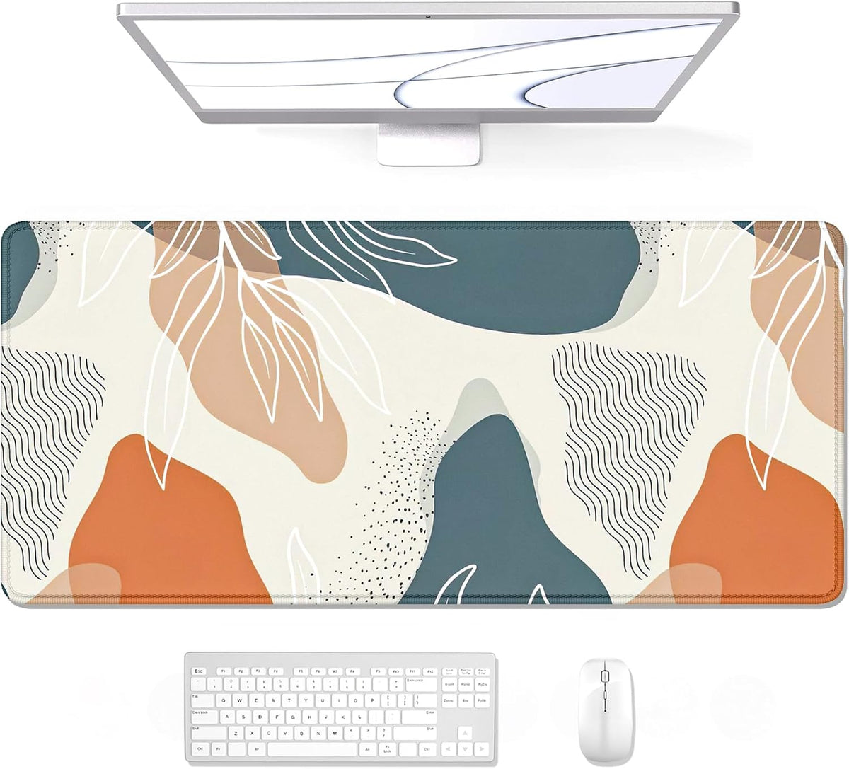 Auhoahsil Desk Mat, Ultra Large Mouse Pad, XXL Gaming Mousepad, Green Tropical Leaves Deskpad, Big Extended Full Size Mouse Pad, Desktop Desk Matt for Keyboard, Laptop & Computer, 35.5 x 15.7 in - Colors A