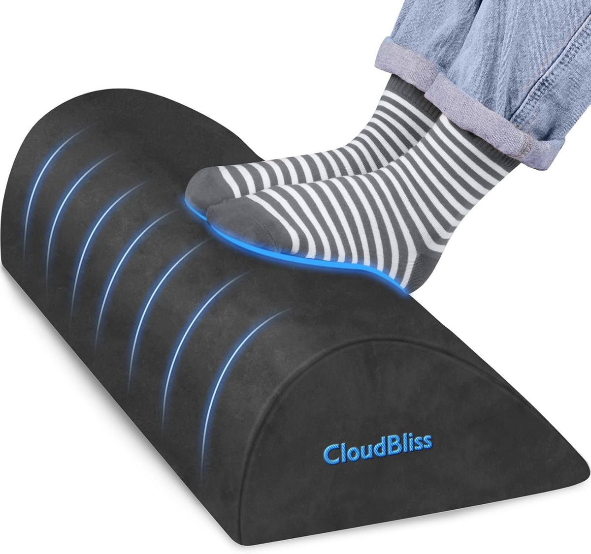 Foot Rest for Under Desk at Work,Office Desk Accessories with Soft Foam and Washable Removable Cover, Foot Stool for Office, Car, Home to Foot Support and Relax Ankles, Black