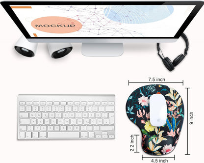 JIKIOU Mouse Pad, 2 Pack Ergonomic Mouse Pads with Comfortable Gel Wrist Rest Support and Smooth Cloth, Non-Slip PU Base for Easy Typing Pain Relief Durable and Easy to Clean Small Black