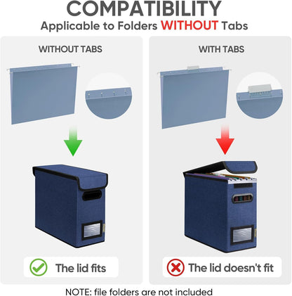 BALEINE File Organizer Box with Lid, Collapsible File Folder Organizer with Plastic Slide, Hanging File Folder Box for Office Document Storage (Black)