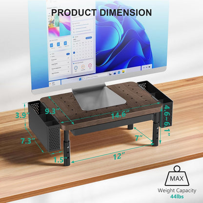 WALI Monitor Stand Riser with Drawer, Desk Organizers and Accessories for Computer, Printer, Laptop Stand for Home Office Supplies, (PTT005-B), 1 Pack, Black