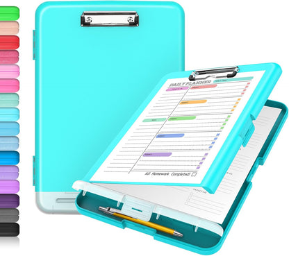 Clipboard with Storage, Clip Board 8.5 x 11 with Pen Holder, High Capacity Plastic Organization Case Box for Letter Legal A4 Size Paper, Nurses Teachers Must Haves, School & Office Supplies