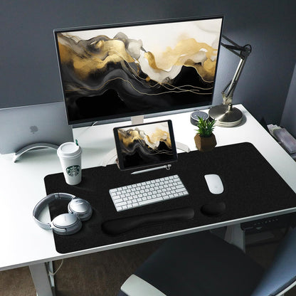 Bloss Leather Desk Pad and Keyboard Wrist Rest, Large Mouse Pad + Keyboard Pad+Mouse Wrist Support, Non-Slip Desk Mat Protector for Office, Home(31.5×15.7 Inches,Beige) - Colors B