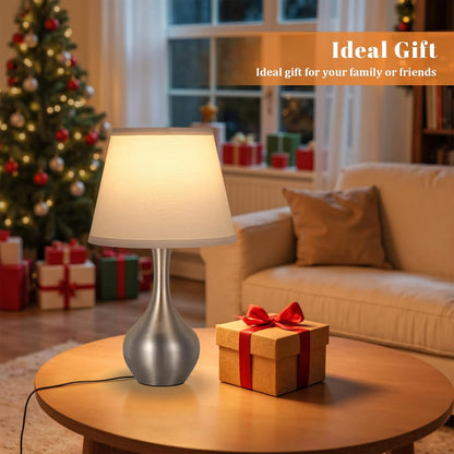 Seealle Touch Table Lamp for Bedroom, 3-Way Dimmable Small Bedside Lamps for Night Stands with Wires, Wood-Paint Desk Lamp for Kids Room, Office, Living Room, End Table(LED Bulb Included)
