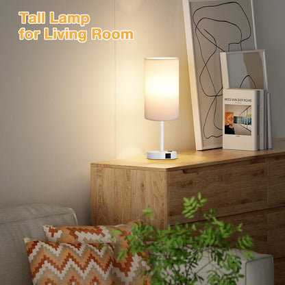 Dicoool Bedside Table Lamp for Bedroom - 3-Way Dimmable Touch Lamp, USB A+C