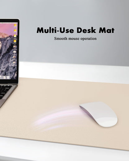 Double-Sided Desk Pad, 31.5"x15.7"Leather Desk Mat, Eco Cork Desk Pad Protector,Large Mouse Pad,Waterproof Desk Blotter for Office/Home(Coffee)