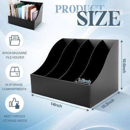 3 Pack Cardboard Magazine File Holders 12 Grids Vertical Book Bins 10.6'' x 10.2'' x 14'' Magazine Document Storage Box for Desk Shelves Home Office Classroom Library Use (White)