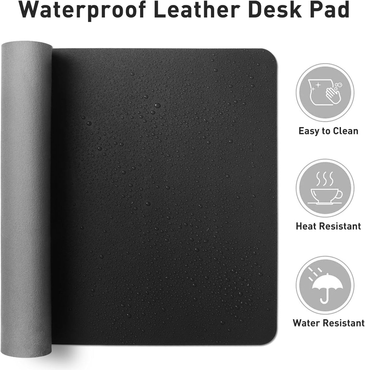 Aothia Leather Office Desk Pad Protector, Non-Slip PU Leather Desk Blotter, Waterproof Laptop Writing Mouse Pad for Office and Home, Black, 31.5" x 15.7" - Colors A
