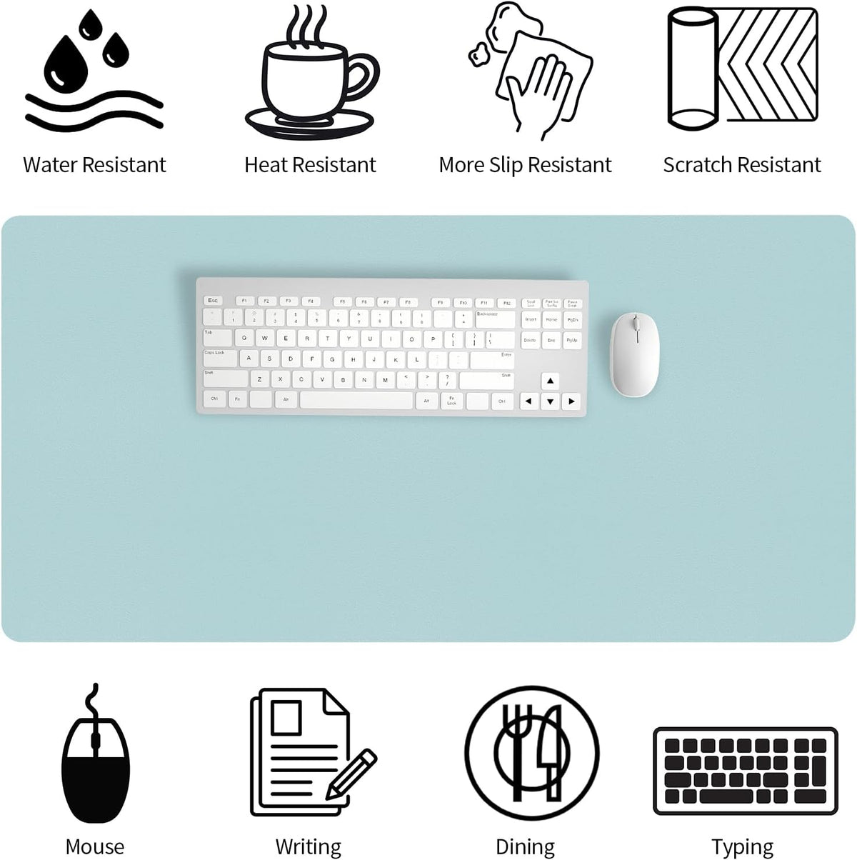Bloss Leather Desk Pad and Keyboard Wrist Rest, Large Mouse Pad + Keyboard Pad+Mouse Wrist Support, Non-Slip Desk Mat Protector for Office, Home(31.5×15.7 Inches,Beige) - Colors A