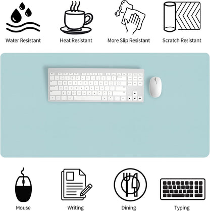 Bloss Leather Desk Pad and Keyboard Wrist Rest, Large Mouse Pad + Keyboard Pad+Mouse Wrist Support, Non-Slip Desk Mat Protector for Office, Home(31.5×15.7 Inches,Beige) - Colors A
