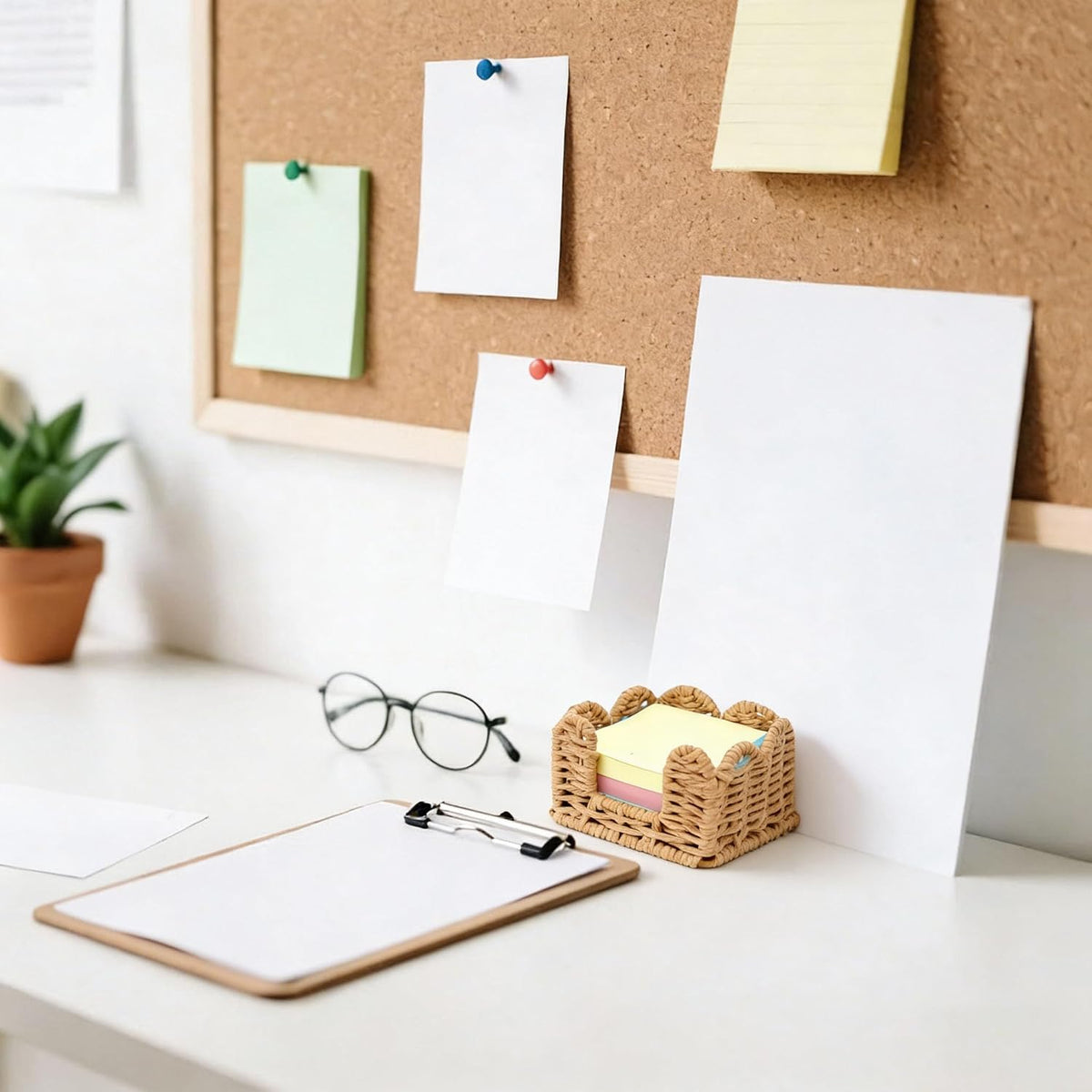 Sticky Note Holder, 3 x 3 Inch Paper Rope Woven Sticky Note Dispenser, Post It Note Dispenser for Office Desk Accessories, Memo Pad Holder Dispenser Organizer for School Office Desk Supplies