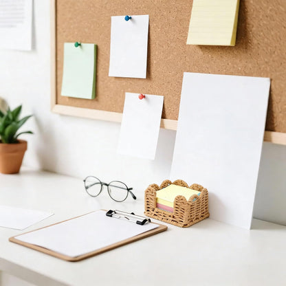 Sticky Note Holder, 3 x 3 Inch Paper Rope Woven Sticky Note Dispenser, Post It Note Dispenser for Office Desk Accessories, Memo Pad Holder Dispenser Organizer for School Office Desk Supplies