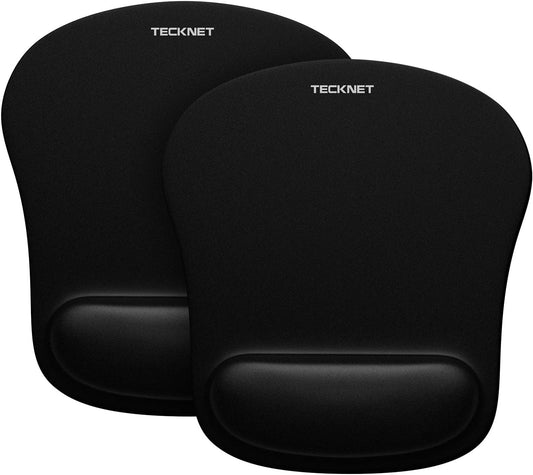 TECKNET Mouse Pad with Wrist Support, Ergonomic Gaming Mouse Pad Pain Relief, Portable Comfortable Mousepad for Computer, Laptop, Office, Home Non-Slip Base, Waterproof Surface - Black