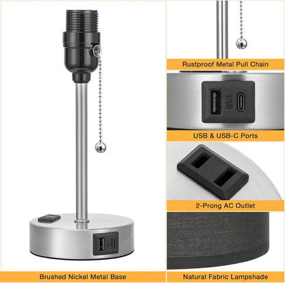 Dicoool Bedside Table Lamp for Bedroom - Small Desk Lamp with USB Ports