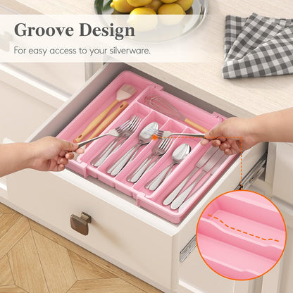 Expandable Silverware Drawer Organizer, Kitchen Utensil Tray