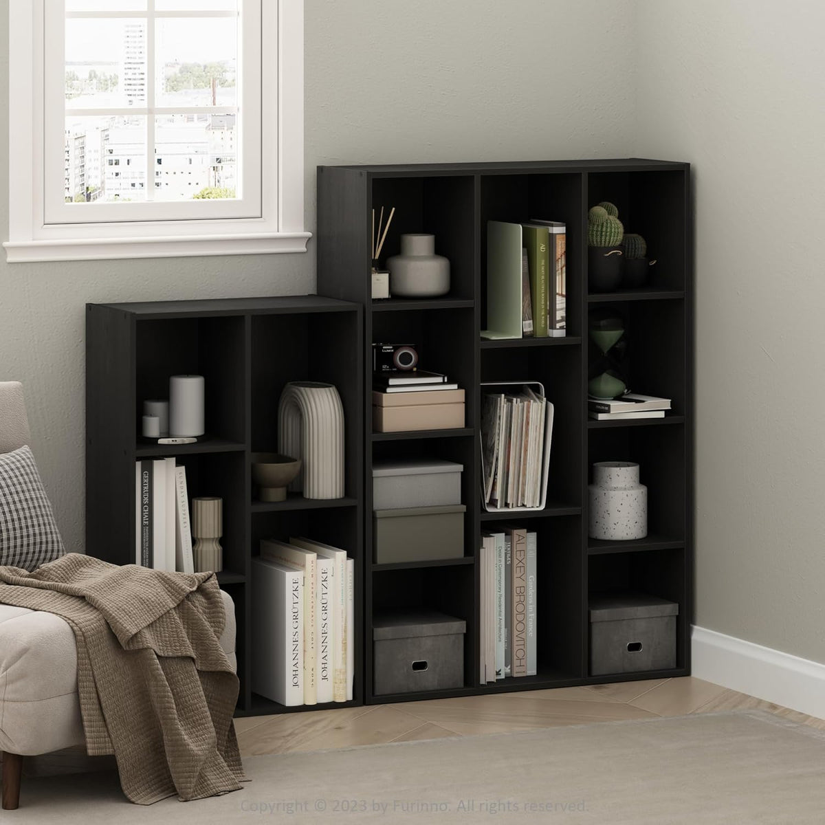 Furinno PASIR Book Shelf, 2-Tier Modern Bookshelf, Open Shelves Bookcase 9 x 12 x 21, Easy Assembly, for Living Room, Bedroom, Home Office, White