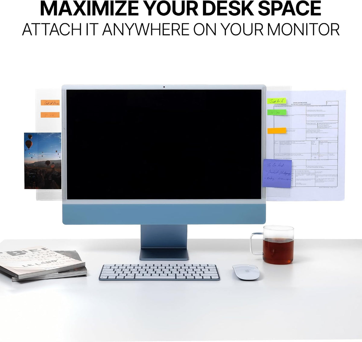 Monitor Memo Board 2Pcs - Flexible Clear PET Computer Screen Sticky Note Holder - Side Panel Message Organizer - Versatile Office Desk Accessories - Cool Home Office Supplies - 3.1" x 11.8"