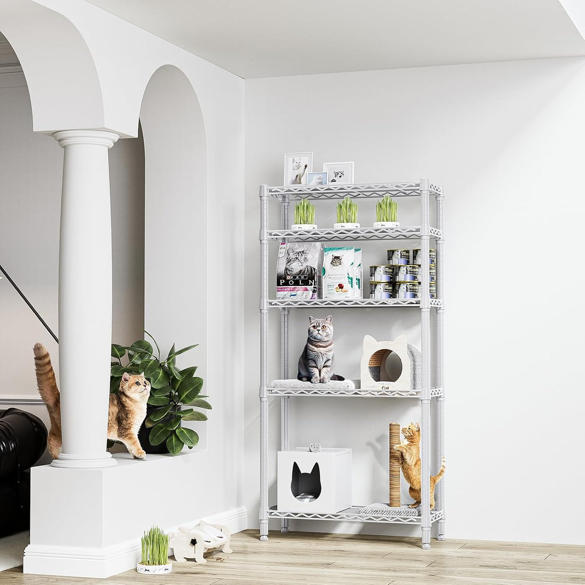 M MZG 450 lbs Steel Storage Shelving 3-Tier Utility Shelving Unit Steel Organizer Wire Rack for Home,Kitchen,Office (11.8" D x 17.7" W x 26.3" H) - Colors A