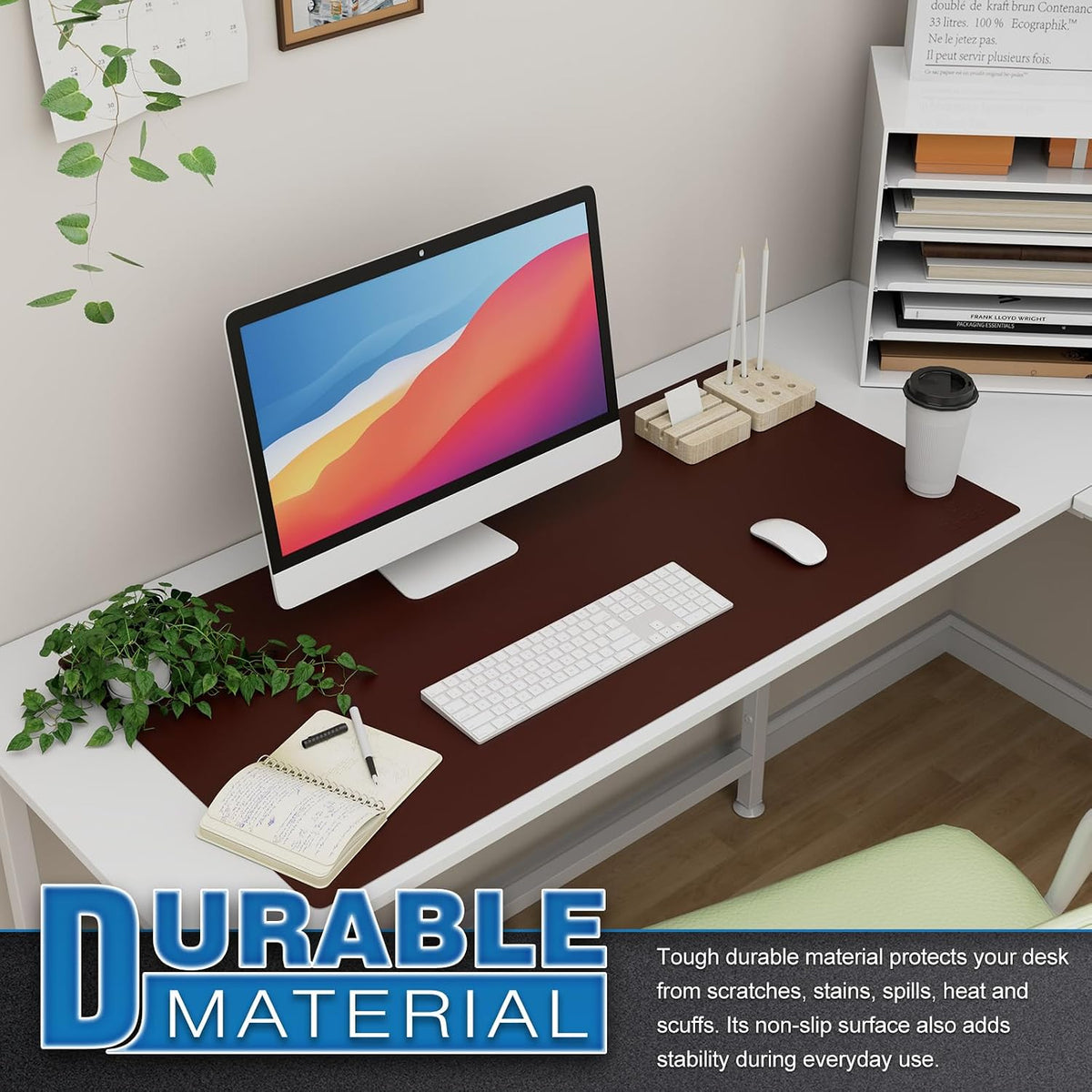 K KNODEL Large Office Leather Desk Mat, Mouse and Keyboard Pad, Computer and Laptop Mat, Desktop Protector and Cover, Writing Pad and Blotter (31.5"x15.7", Black)