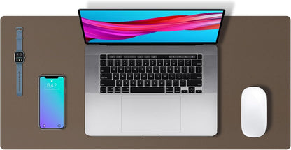 Aothia Leather Office Desk Pad Protector, Non-Slip PU Leather Desk Blotter, Waterproof Laptop Writing Mouse Pad for Office and Home, Black, 31.5" x 15.7" - Colors B