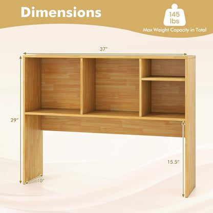 Desktop Bookshelf, Countertop Storage Hutch with 5 Shelves for Computer Desk, Desk 3-Tier Display Rack, Multipurpose Wood Desktop Hutch Storage Organizer for Dorm Office Home
