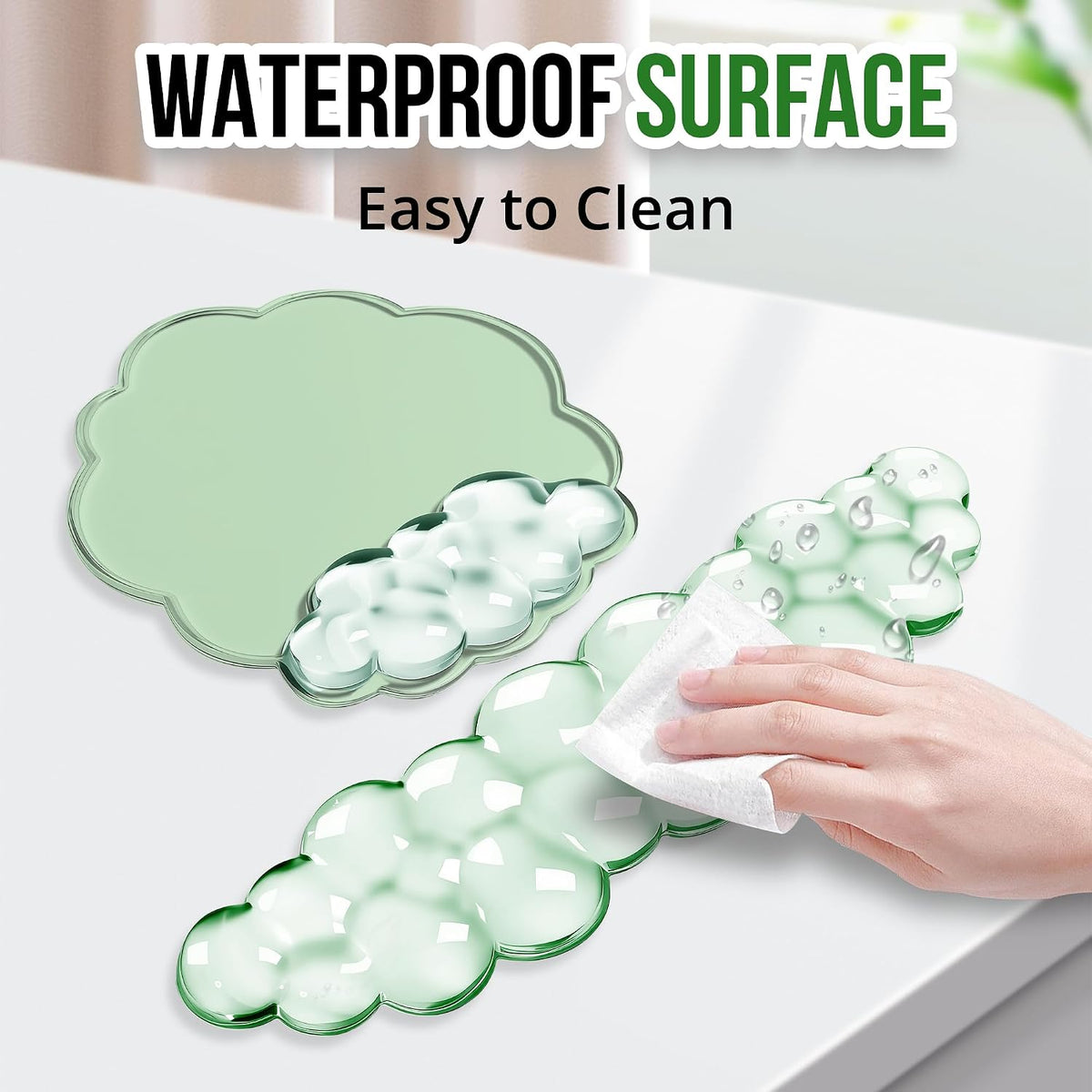 Keyboard Wrist Rest Set — Ergonomic Cloud Gel Wrist Rest Keyboard and Mouse Pad, Non-Slip Desk Accessories for Office and Home（White）
