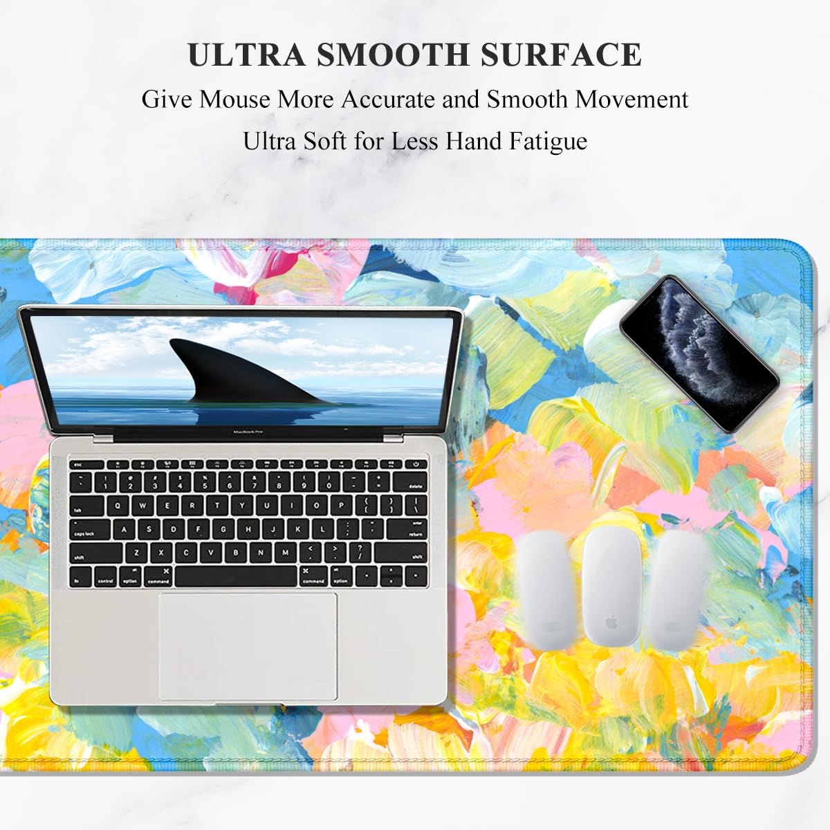 Auhoahsil Desk Mat, Ultra Large Mouse Pad, XXL Gaming Mousepad, Green Tropical Leaves Deskpad, Big Extended Full Size Mouse Pad, Desktop Desk Matt for Keyboard, Laptop & Computer, 35.5 x 15.7 in - Colors B
