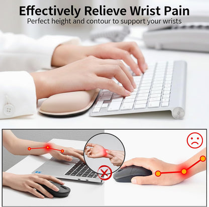 Bloss Leather Desk Pad and Keyboard Wrist Rest, Large Mouse Pad + Keyboard Pad+Mouse Wrist Support, Non-Slip Desk Mat Protector for Office, Home(31.5×15.7 Inches,Beige) - Colors B