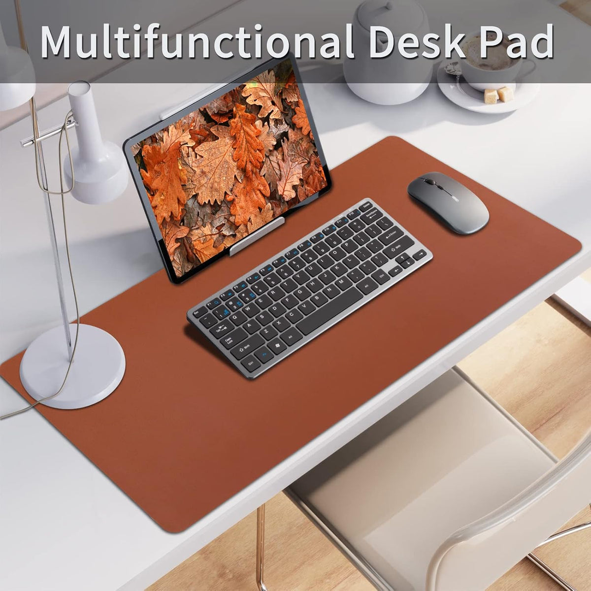 Bloss Leather Desk Pad and Keyboard Wrist Rest, Large Mouse Pad + Keyboard Pad+Mouse Wrist Support, Non-Slip Desk Mat Protector for Office, Home(31.5×15.7 Inches,Beige) - Colors A