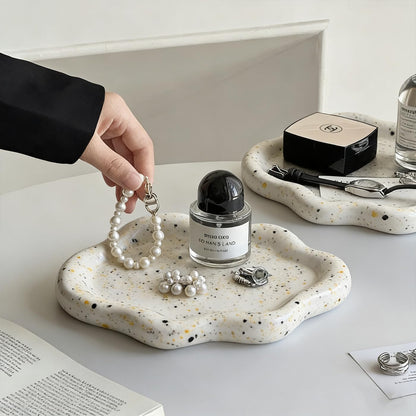 Jewelry Dish Trinket Tray for Women, Ring Dish Holder, Unique Cloud Shape Ceramic Plate Cute Things Vanity Aesthetic Room Decor Mother's Day Birthday (White)