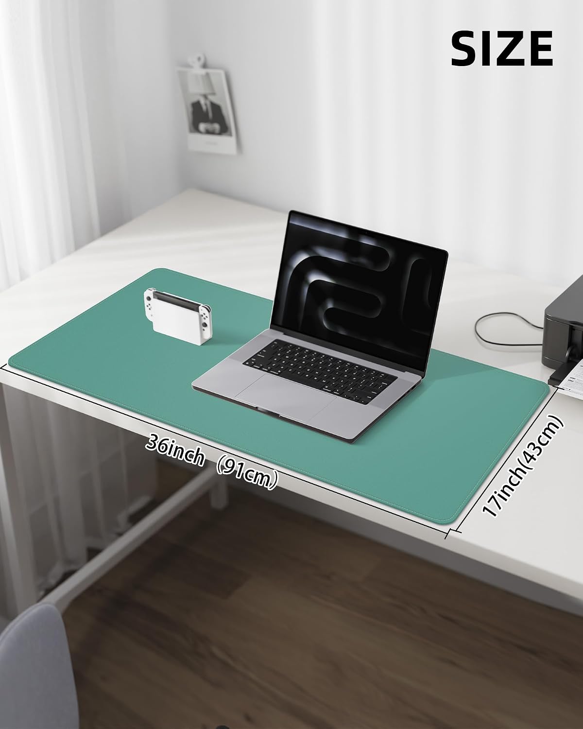 AFIING Large Desk Mat 55" x 24" - PU Leather Desk Pad Protector, Waterproof Non-Slip Extended Mouse Pad for Office Desk, Keyboard, Laptop and Home Workspace (Black)