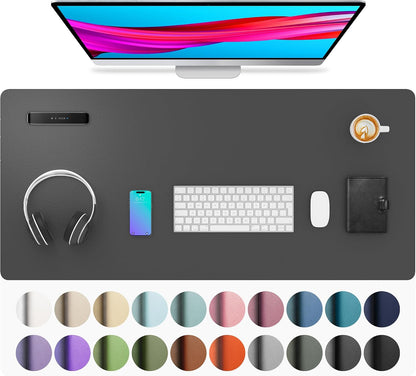 Aothia Leather Office Desk Pad Protector, Non-Slip PU Leather Desk Blotter, Waterproof Laptop Writing Mouse Pad for Office and Home, Black, 31.5" x 15.7" - Colors B