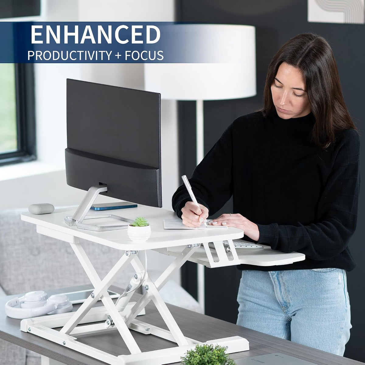 Black 32 in Standing Desk Converter, DESK-V000K
