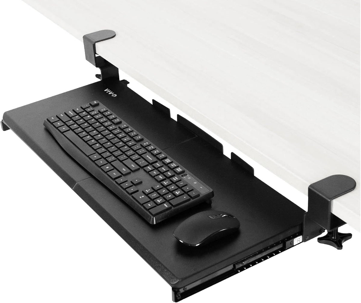 VIVO Extra Long Clamp-on Computer Keyboard and Mouse Under Desk Slider Tray, 34 x 11 inch Pull Out Platform Drawer, Black, MOUNT-KB15EB