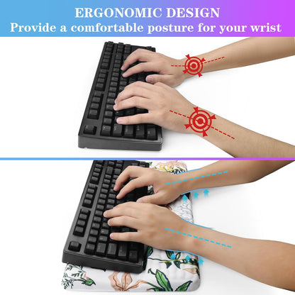 Computer Keyboard Stand with Wrist Rest, Ergonomic Tilted Keyboard Holder - Keyboard Riser with Wrist Pad - Keyboard Tray Support for Office Home - Black