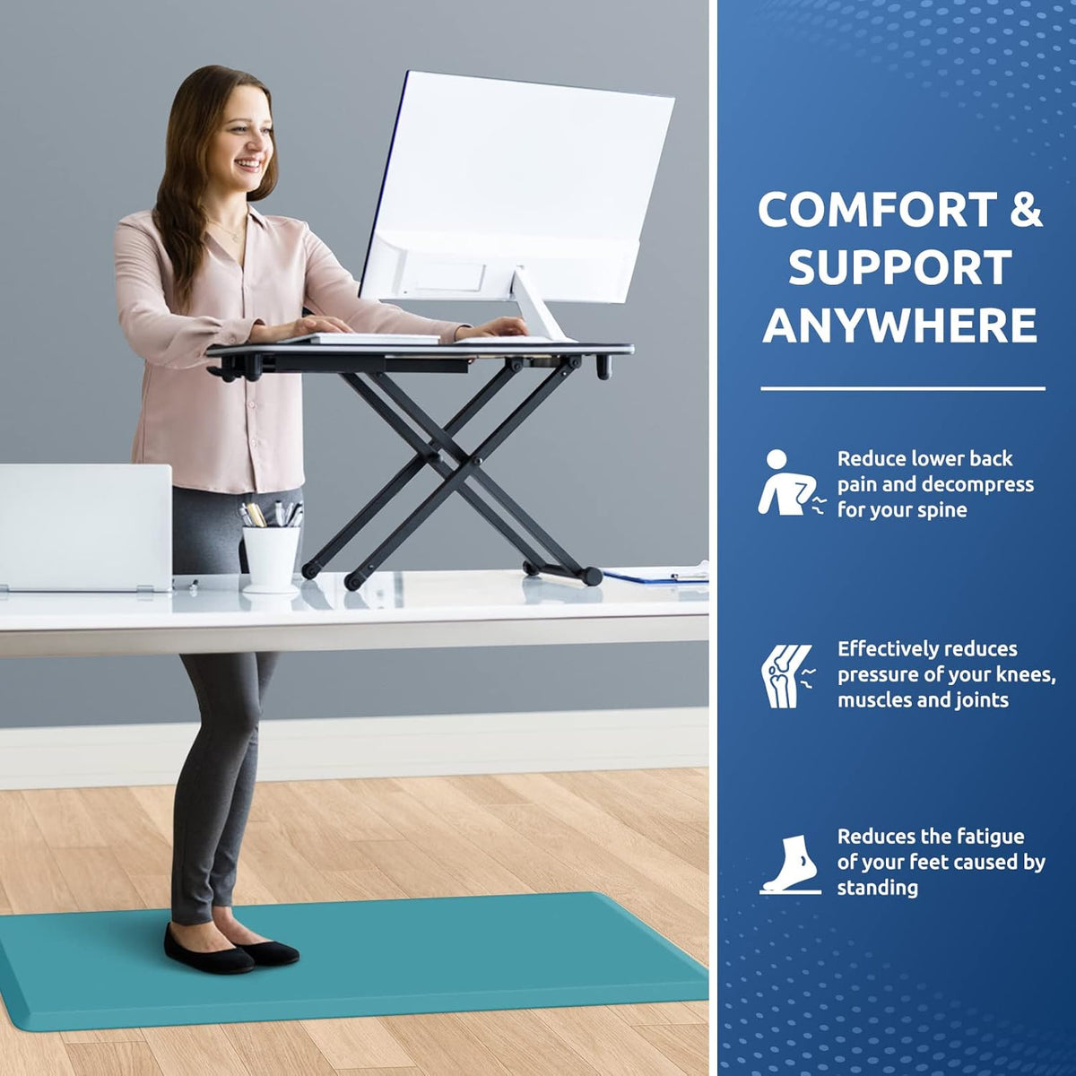 KitchenClouds Kitchen Mat Cushioned Anti Fatigue Rug 17.3"x28" Water Resistant, Non Slip, Standing and Comfort Desk/Floor Mats for House Sink Office (Black)