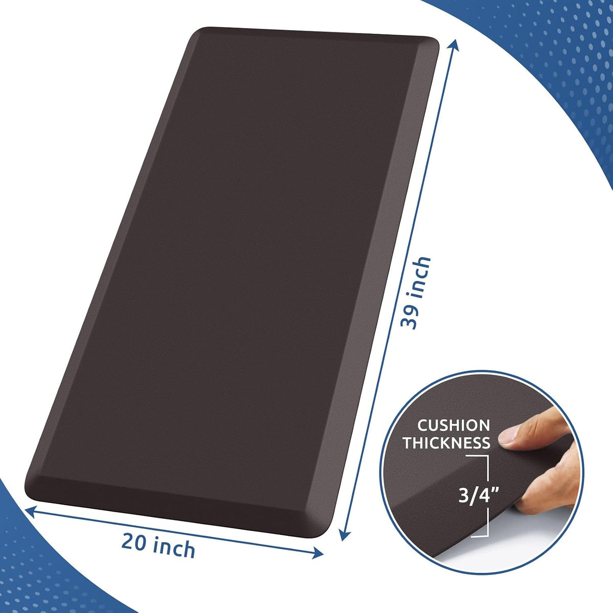 KitchenClouds Kitchen Mat Cushioned Anti Fatigue Rug 17.3"x28" Water Resistant, Non Slip, Standing and Comfort Desk/Floor Mats for House Sink Office (Black)