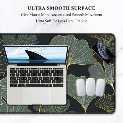 Auhoahsil Desk Mat, Ultra Large Mouse Pad, XXL Gaming Mousepad, Green Tropical Leaves Deskpad, Big Extended Full Size Mouse Pad, Desktop Desk Matt for Keyboard, Laptop & Computer, 35.5 x 15.7 in - Colors B